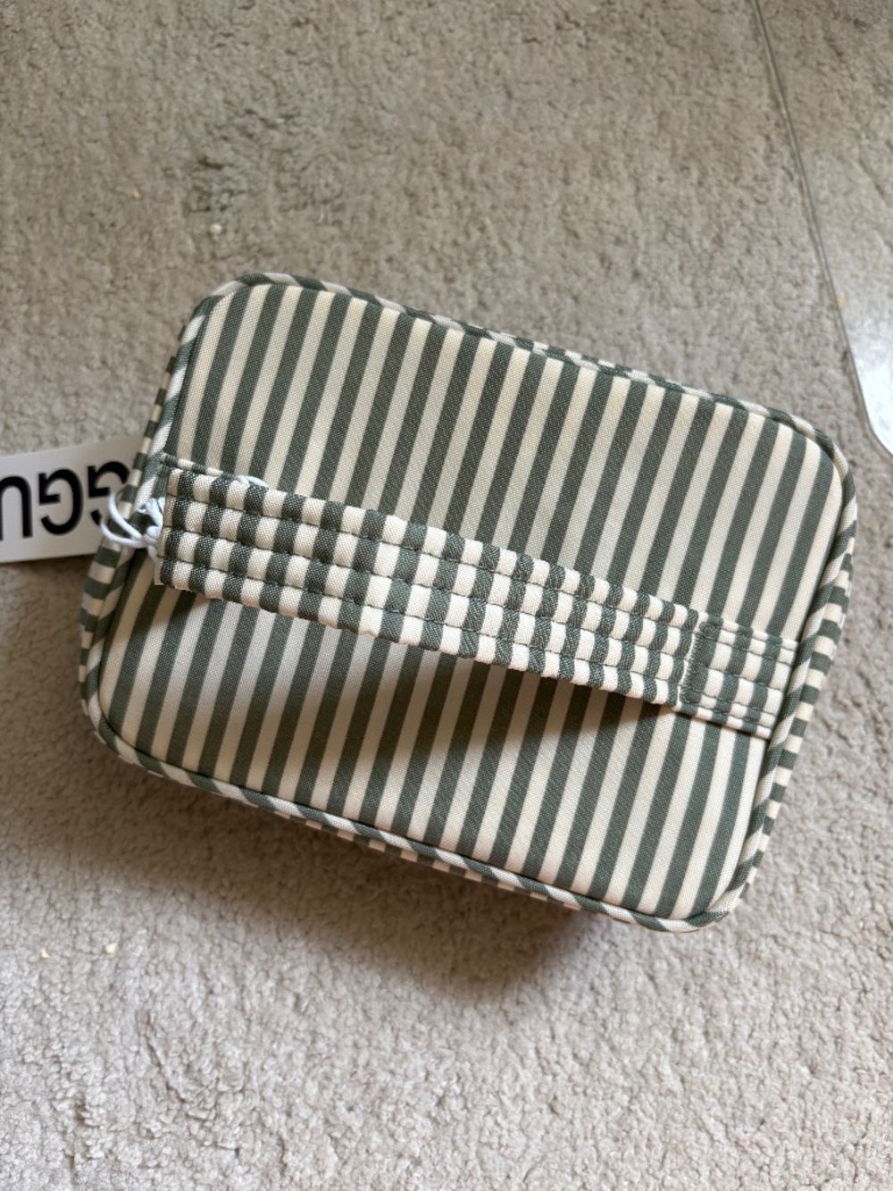 RARE LARGE BAGGU SAGE STRIP COSMETICS CASE NWT